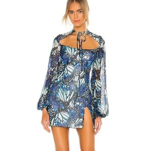 KIM SHUI BUTTERFLY PRINT MINI DRESS